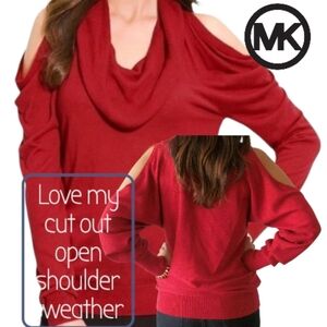 Michael Kors Cut Out  Shoulder Shimmery Sweater